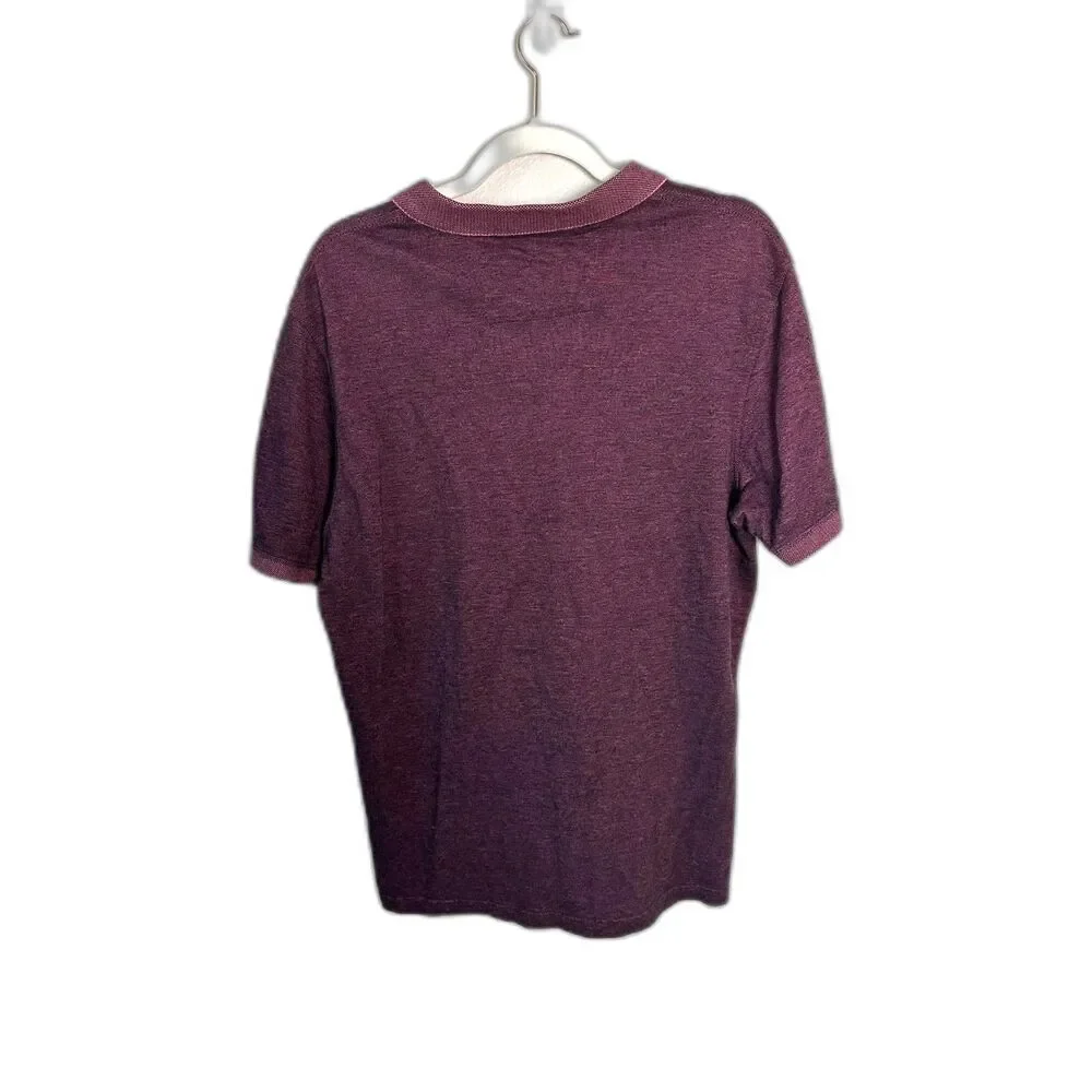 Banana Republic Mens Large Birdseye Pique Polo Shirt Burgundy Short Sleeve
